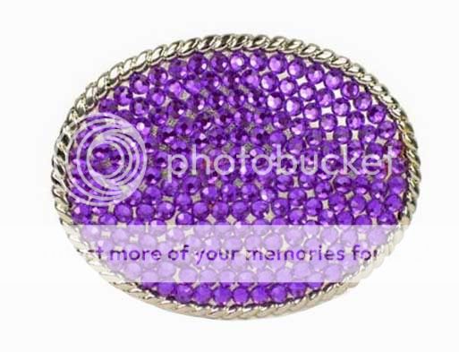 New Oval Purple Rhinestone Western Belt Buckle  